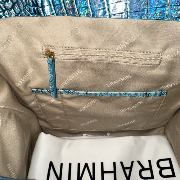 Brahmin Caroline Arctic Blue Melbourne Genuine Leather Large Satchel Purse New - Picture 15 of 16